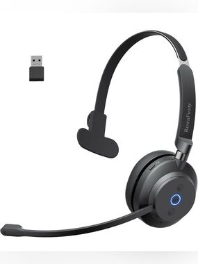 Black USB Wireless Headset with Boom Microphone